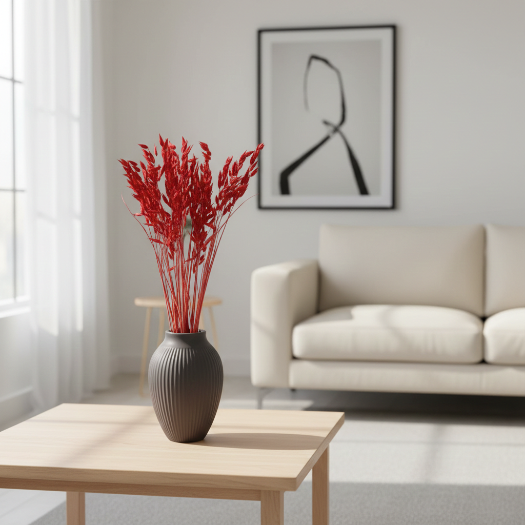 Sušený oves (Avena) v červené barvě – přírodní sušená dekorace do kytic a interiéru